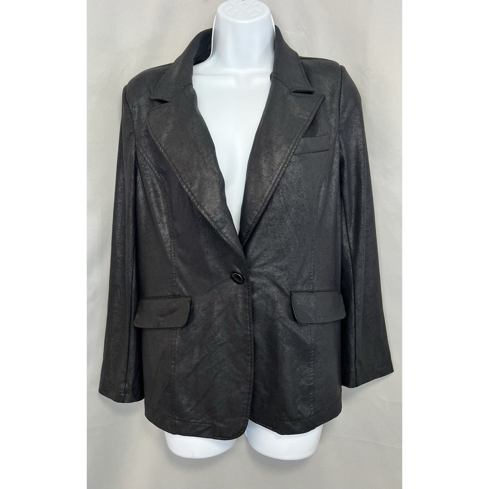 Clara Sun Woo Jacket Womens Sz Medium Black Blazer Faux Leather